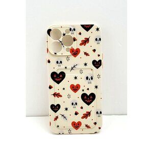 iPhone 12 pro max Halloween Heart Pumpkins Skulls Card Slot Phone Case